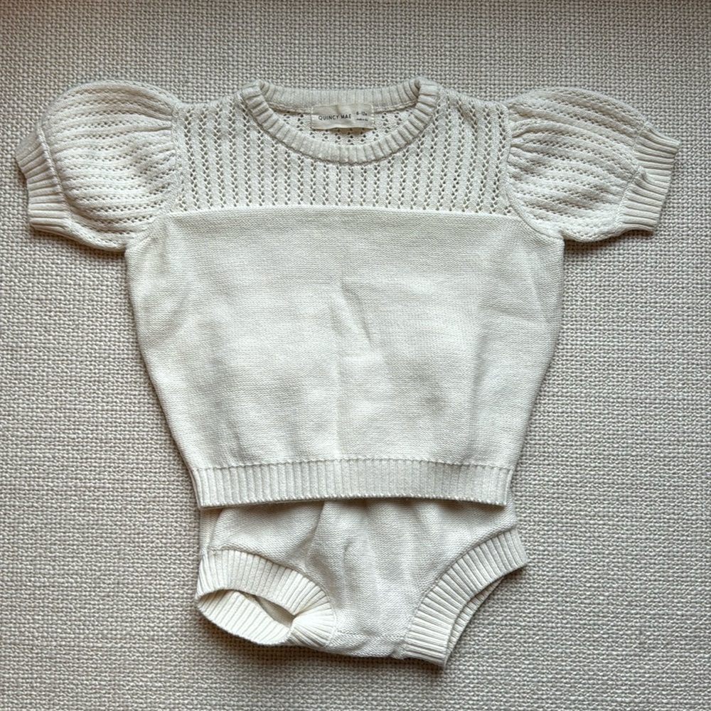 Quincy Mae Ivory Sweater & Bloomer Set